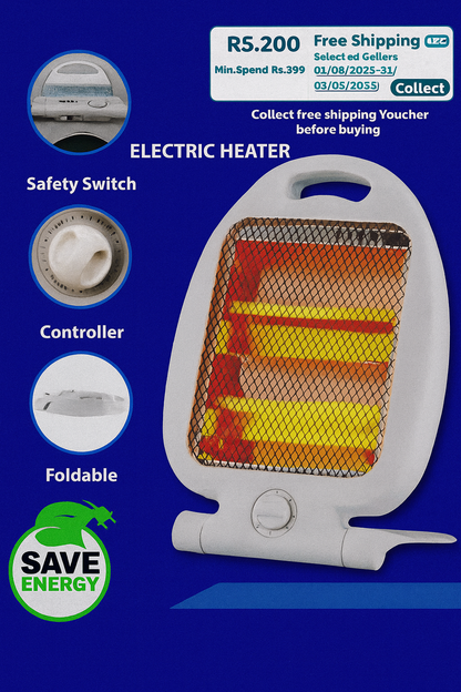 Electric Room Heater | Electric Heater With Safety Switch | Energy Saving | Foldable Heater | Best Quality Heater | (400W ,800W) | (300W, 600W)